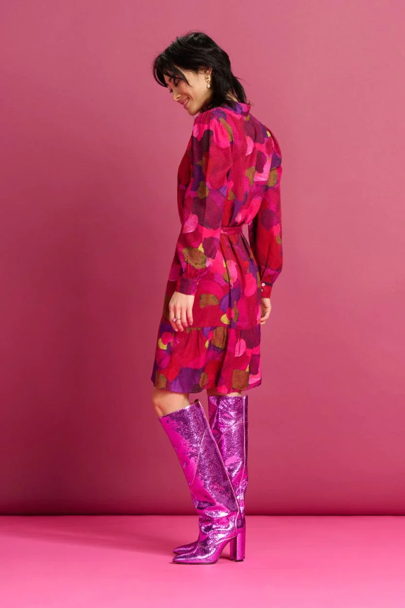 POM AMSTERDAM | Dress | Brushwork Fiery Pink - Image 4