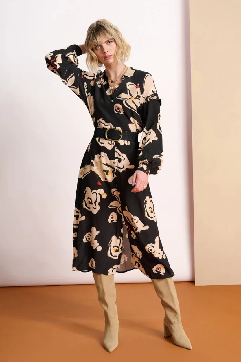 POM AMSTERDAM | Flower Glory Dress | Black - Image 4