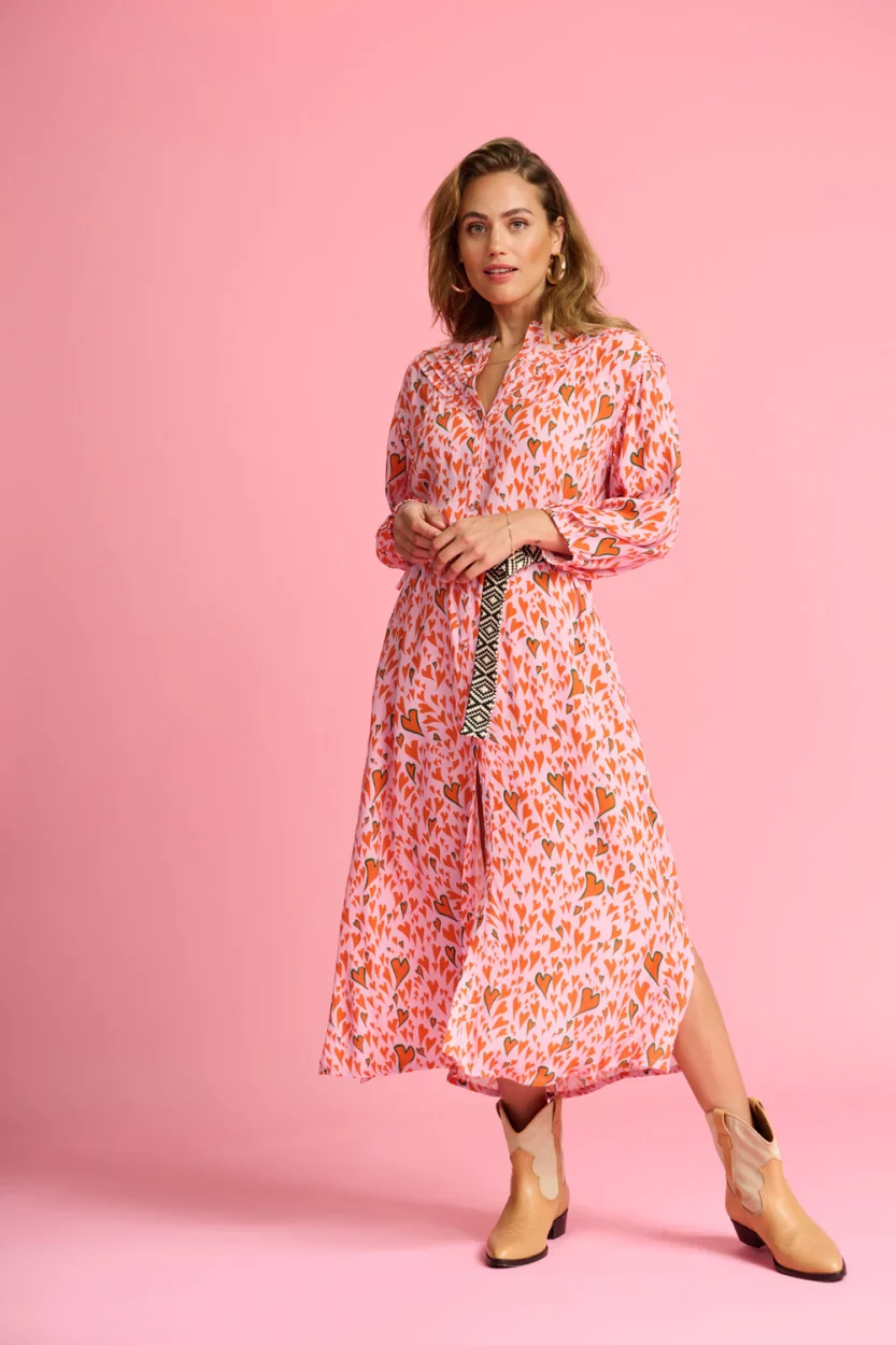 POM AMSTERDAM | Stella Heart to Heart Dress | Pink - Image 5