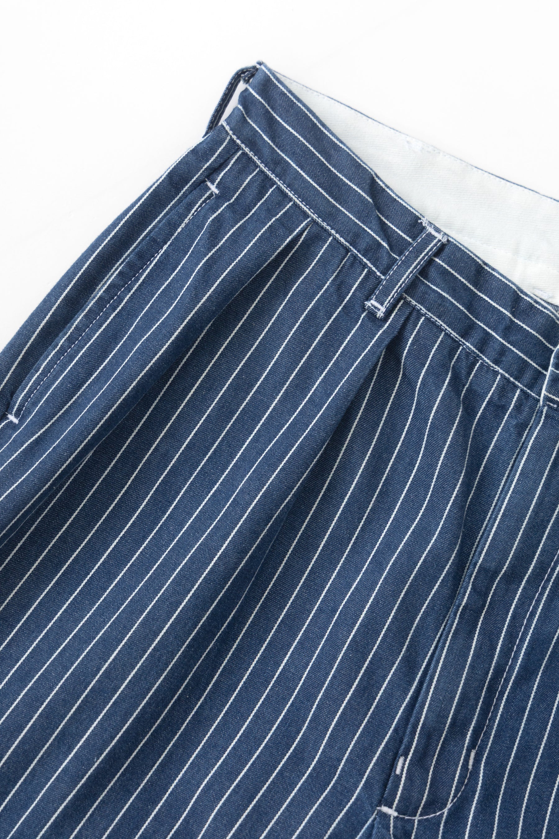 SERVICE WORKS | Pinstripe Denim Part Timer Shorts | Indigo - Image 3