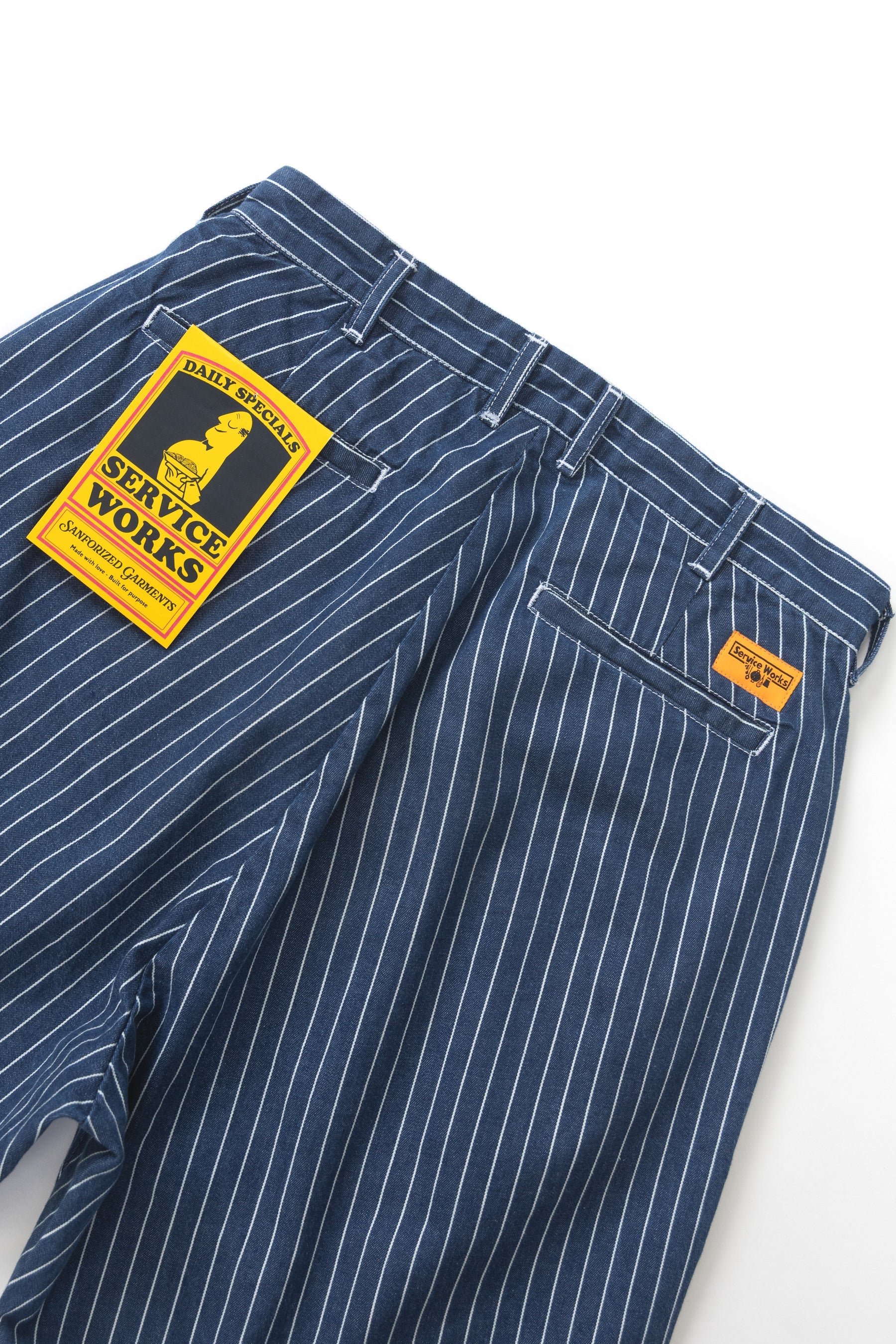 SERVICE WORKS | Pinstripe Denim Part Timer Shorts | Indigo - Image 4